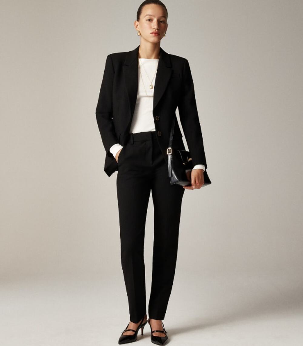 J.Crew New Cameron Pants WMNS 0 Black Four Season Stretch Hi-Rise Slim Back Seam